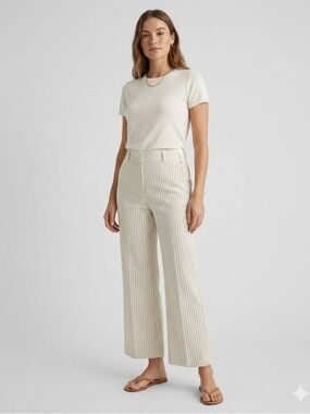 Lauren Ralph Lauren Striped Silk Beige Wide-Leg Pleated Women's Dress Pants S 16
